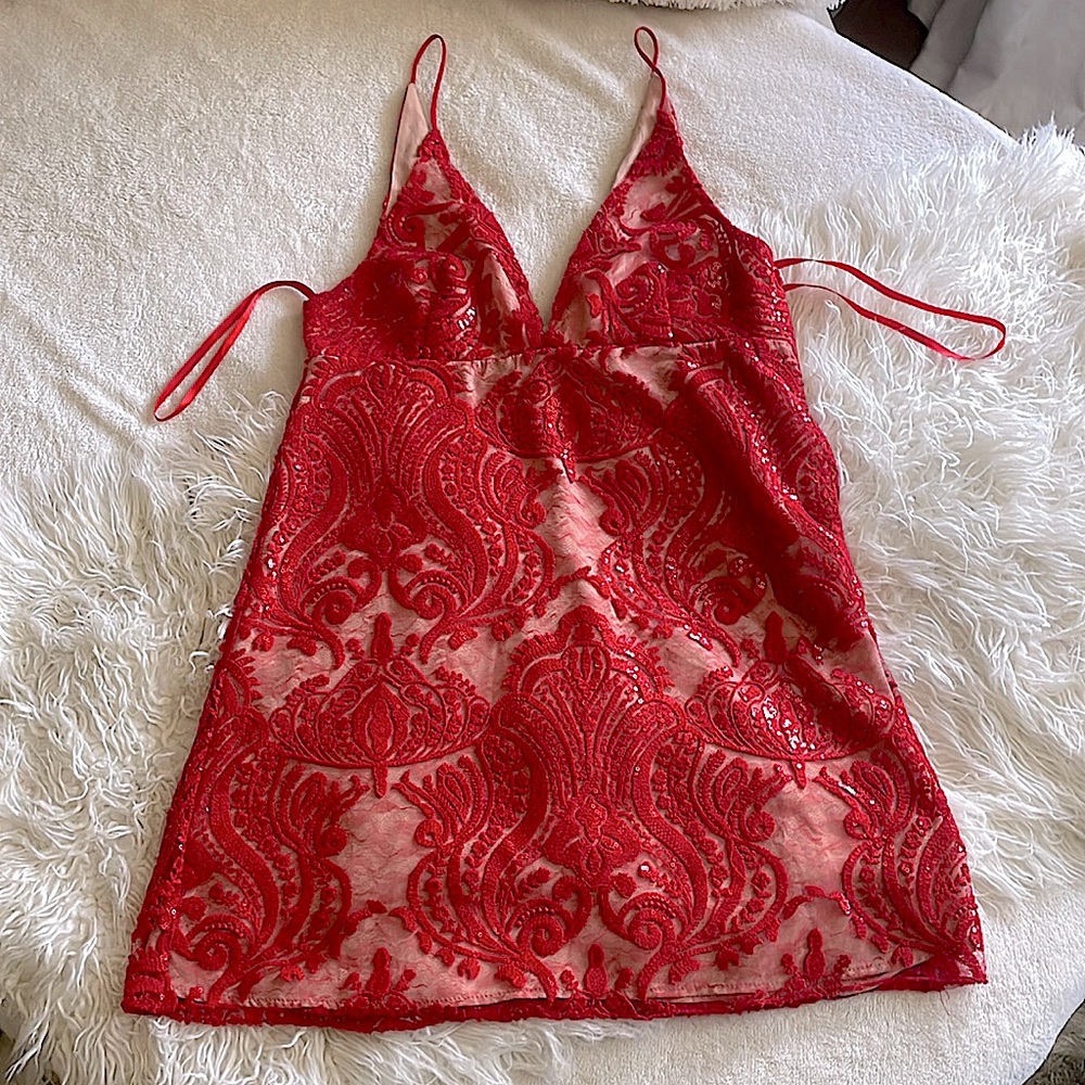 Beautiful red sequin maxi dress